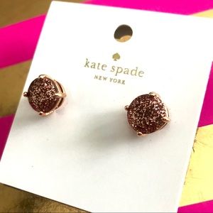 Kate Spade Rose Gold Glitter Stud Earrings